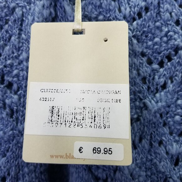 BLARNEY Woolen Mill Open Front Cardigan Women M Cotton Linen Denim Blue Knit NEW - Picture 10 of 14
